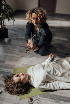Energy Healing session — spiritual healing ritual with crystals