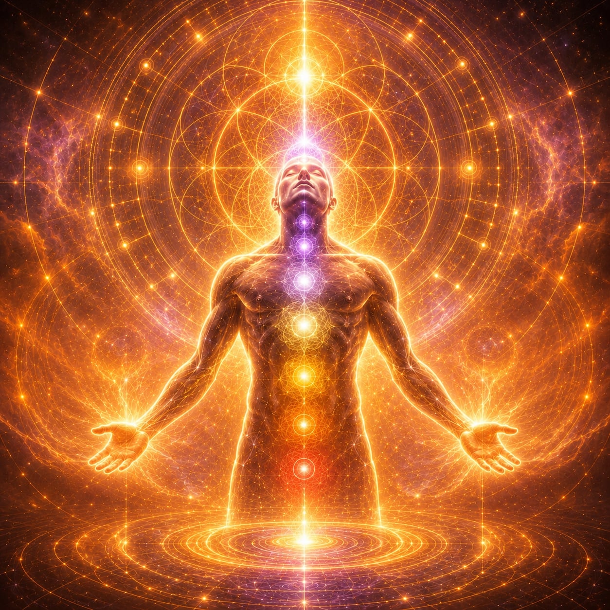 Spiritual Direction session, woman meditating in radiant aura